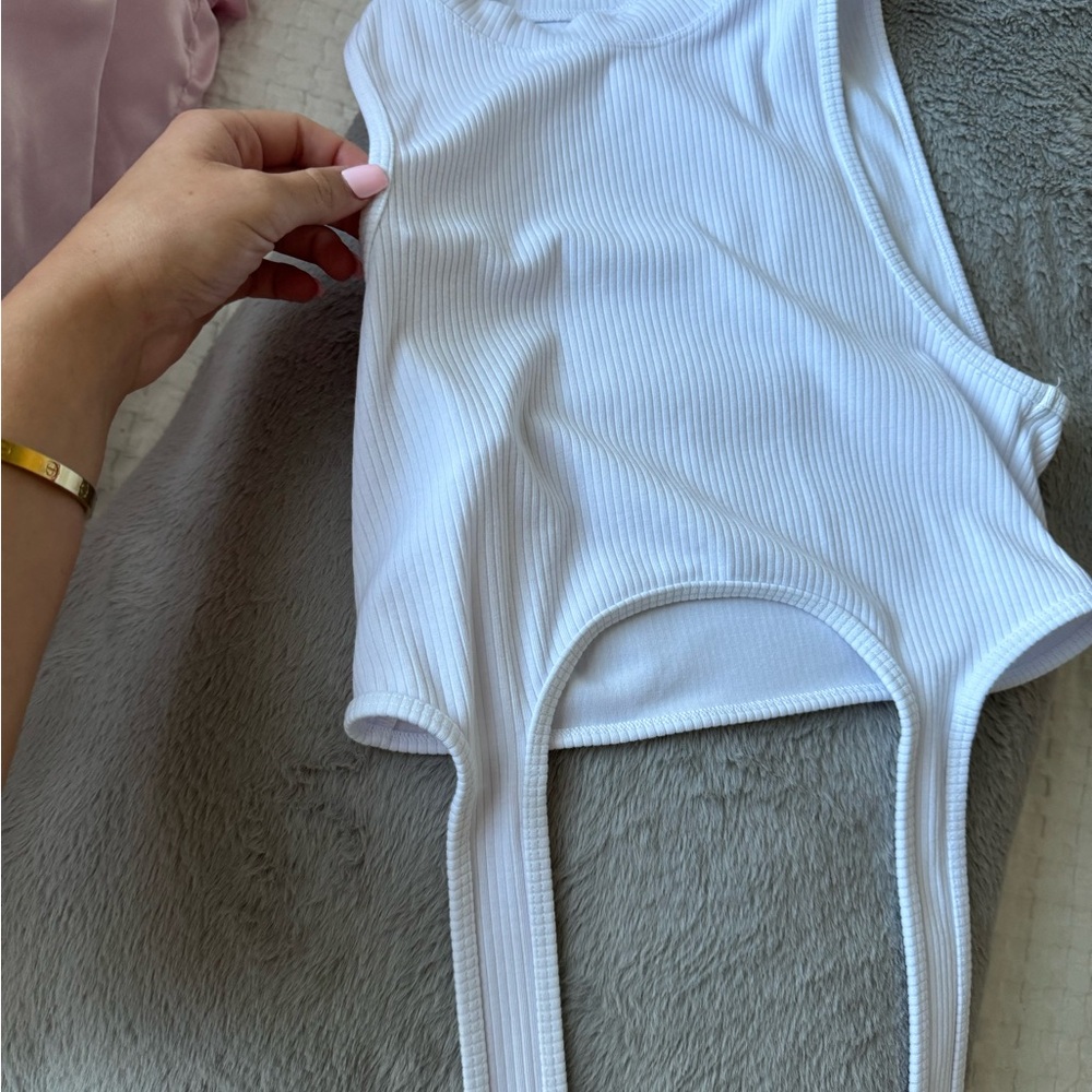 White Ribbed Tank Top